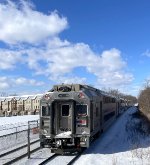 Multilevel Cab Car # 7059 bringing up the rear of NJT Train # 5517 as it heads away from Somerville Station toward the next and last stop of Raritan 